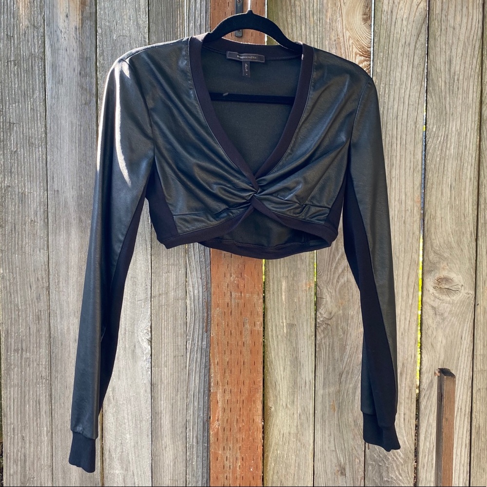 BCBGMAXAZRIA Cropped Long Sleeve Top